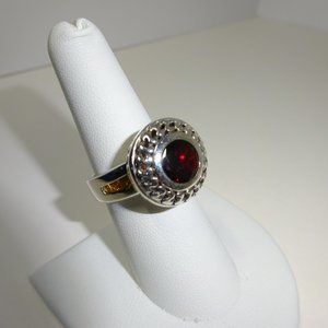 Garnett Citrine GS Solid SS Ring